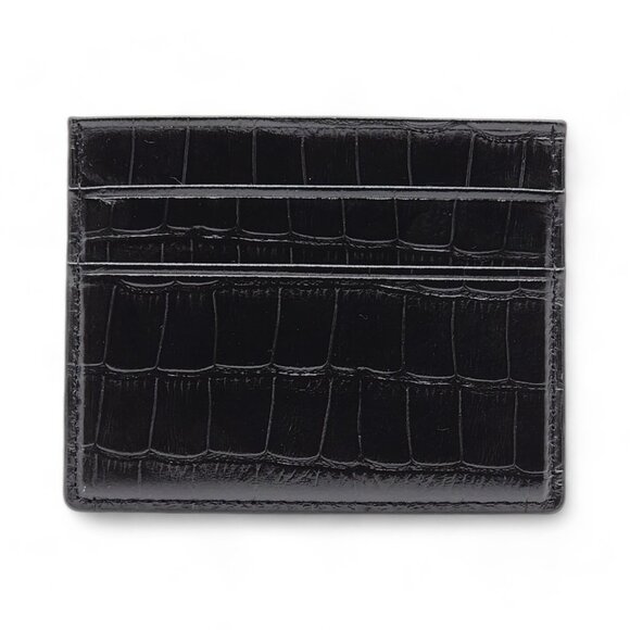Rockertype Cardholder Wallet Crocodile Embossed Italian Leather Black - Picture 2 of 4